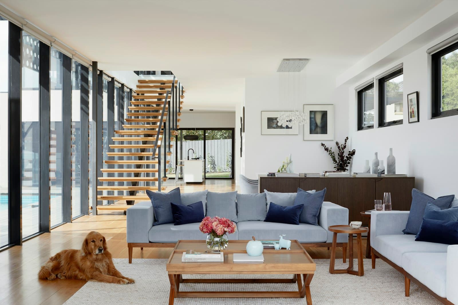 Light-filled living room with natural textures and space to relax